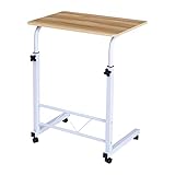 Panfinggin Adjustable Height Standing Desk, Adjustable Sit to Stand up Desk with Casters for Mobility, Home Office Computer Table, Portable Writing Desk, Study Table (Yellow)