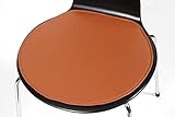 ① 100% Genuine Leather. Second May Deszine Talks Round Tan Leather Upholstery Chair Pad for Ant Arne Jacobsen Series-7, Model-3101 (Set of 6)
