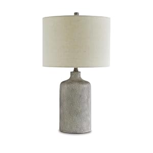 Signature Design by Ashley Linus Modern 25″ Ceramic Table Lamp, Natural Stone Finish