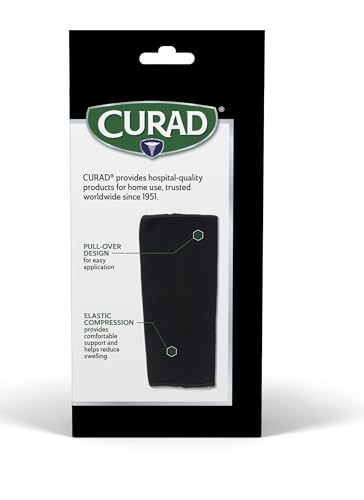 Image of CURAD Knee Support for Men & Women, Elastic, Pull-Over, Knee Brace for Running Knee Pain, Workout Sports Knee Brace, Black, Large