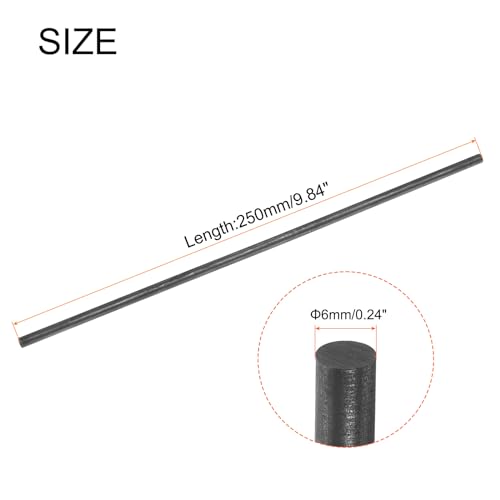 QUARKZMAN Graphitstab, Graphitrührstab Zylinder Stab Kohlestab 250x6mm Schwarz für Elektrode, Schmelzen, Gießen, Schmelztiegel, Packung mit 1