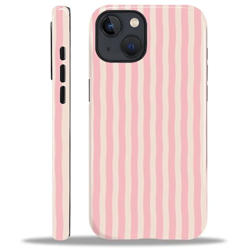 ilikediy for iPhone 15 Plus Case,HL2 Pink Stripes Hybrid 2 Layer Hard Shell Silicone Protective...