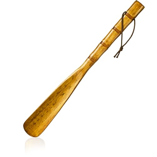 Xelsluthe Chausse-pied en bois, 33 cm de long, facile à porter, pour personnes âgées, hommes et femmes, Couleur bois, 12.6x1.73 inches