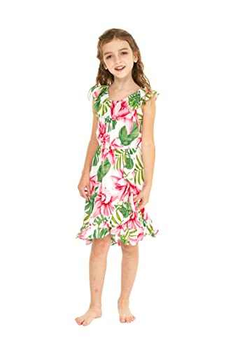 Image of Matchable Family Hawaiian Wrap Dress, Lotus and Orchid, Girl, Size 8
