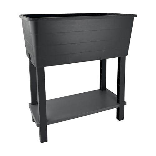 simpa XL Double-Tiered Raised Bed Grey Plastic Trough Planter Long Pot - 76.5cm (L) x 74cm (H) x 36.5cm (D)