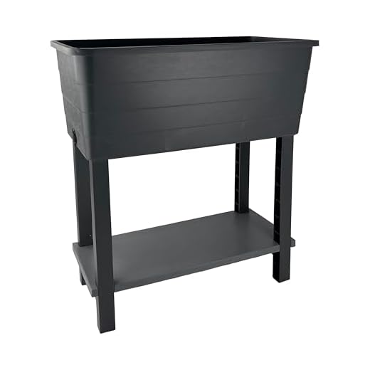 simpa XL Double-Tiered Raised Bed Grey Plastic Trough Planter Long Pot - 76.5cm (L) x 74cm (H) x 36.5cm (D)