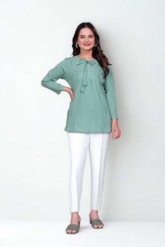 Image of Women's Tunics - Stylish & Comfortable Kurti for Women | Elegant 3 /4 Sleeve Designer Tunic Tops for Women | Indian Ethnic Short Kurti for Casual, Festive
