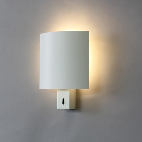 DAWALIGHT Lampade da Parete per Interni Moderne 6W 3000K LED Luce con Interruttore Design di Piastrelle Cinesi Illuminazione a Parete per Soggiorno Camere da letto Corridoio Ufficio, Alluminio, Bianco