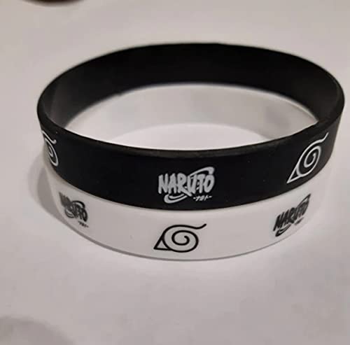 Conjunto 2 pulseiras Naruto Preto e Branco Anime Cosplay