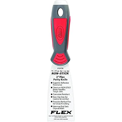 Clauss 18738 2-Inch Titanium Non-Stick Flex Putty Knife - Grey/Red Cover
