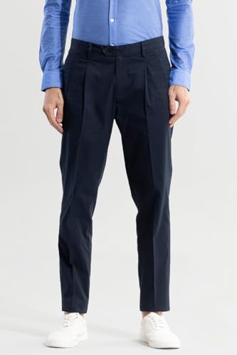 Image of SNITCH Men Trousers | Slim Fit Ankle Length | Smooth Cotton Fabric | Formal