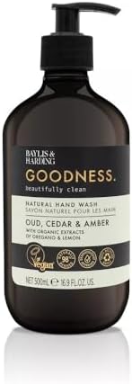 Baylis & Harding Goodness Oud, Cedar & Amber Hand Wash, 500ml | Natural Formulation with Organic Extracts | Luxurious Fragrance | Gentle Cleansing | Paraben Free | Vegan