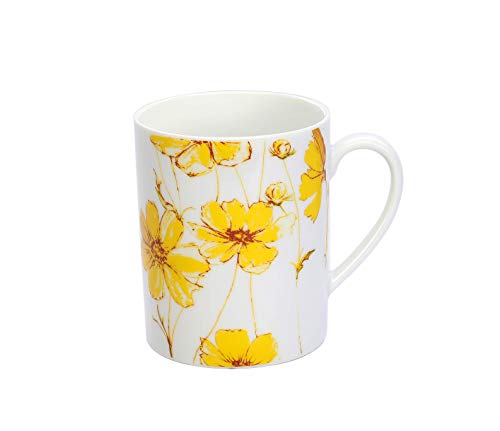 Image of Hitkari Potteries - White Garden Glory Porcelain Coffee Mug| for Morning & Evening Coffee,Tea | Set of 2 Pcs|350ml