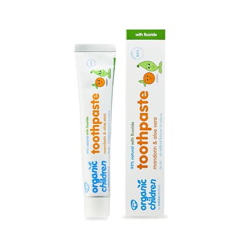Green People Organic Children Mandarin and Aloe Vera Fluoride Toothpaste - Vegan, Organic & Cruelty Free, 50ml