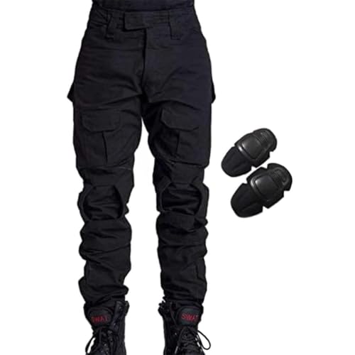 H World Shopping Military Army Tactical Airsoft Paintball Shooting Pants Combat Men Pants with Knee Pads Black (L)