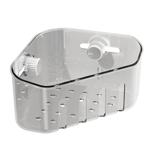 Beimus Organisateurs d'évier d'angle avec croix de ventilation, 132 trous de drainage à séchage rapide, base surélevée, ventouses robustes, étagère d'angle drainable