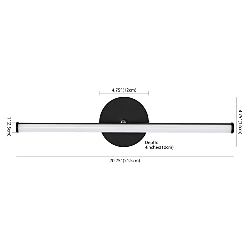 Image of JONATHAN Y 20.25 inch Black 1-Light Aluminum Integrated LED Vanity Light, 360-Degree Rotatable Modern Industrial Wall Sconce for Bathroom Mirror, Dimmable JYL7118A