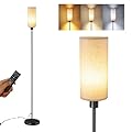 VEYFIY LED Floor Lamp with Remote &LED Bulb, Customizable Color Temperature (3000K-6000K), Black Pole with Lampshade, Modern Slim Floor Lamp for Living Room, Bedroom, Office, and Kids Room (Black)