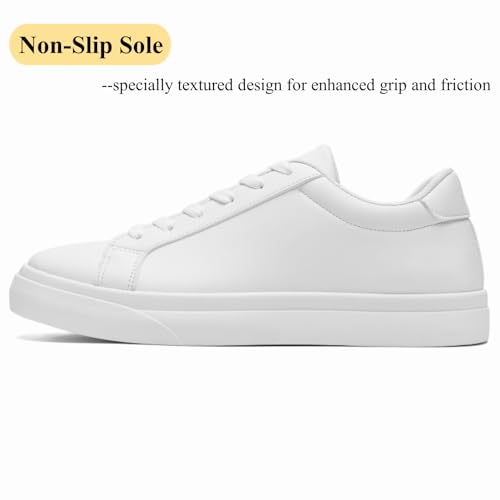 Fashion Sneakers for Men and Women, White PU Leather Sneakers Non-Slip Breathable Lace Up Casual Walking Shoes2