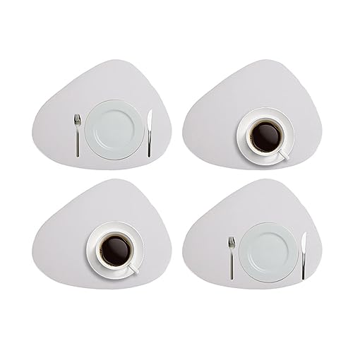 KIJING Juego de 4 manteles individuales de cuero negro, manteles individuales para cena de boda, se pueden limpiar y lavar, mantel individual antideslizante con aislamiento térmico, Wsed para