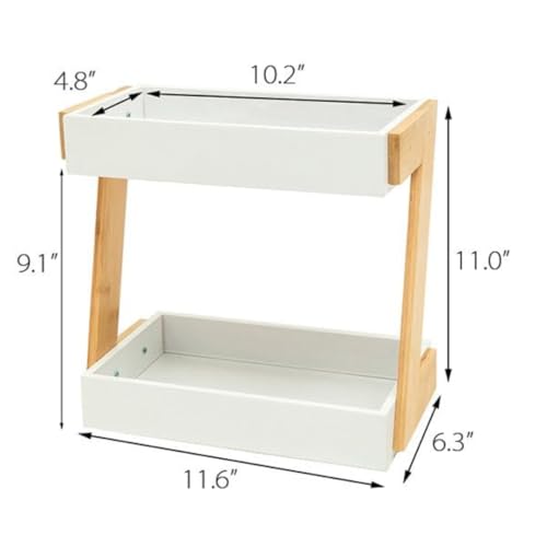 Image of Kundi 2-Tier Storage Shelf for Spices & Oils - Countertop Organizer with Shelf (White)