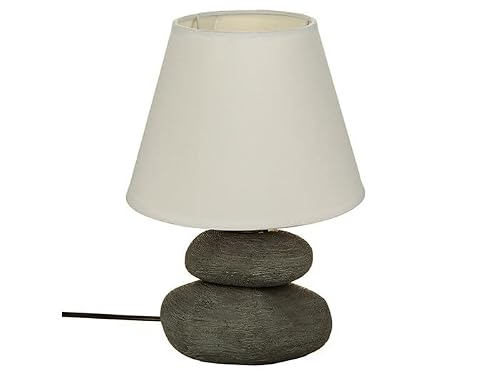 Atmosphera Créateur d'intérieur Lampe 3 Galets en Céramique à Poser strie - Gris/Blanc - H 30 X D 16,5 Cm