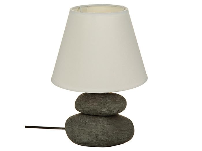 Atmosphera Créateur d'intérieur Lampe 3 Galets en Céramique à Poser strie - Gris/Blanc - H 30 X D 16,5 Cm