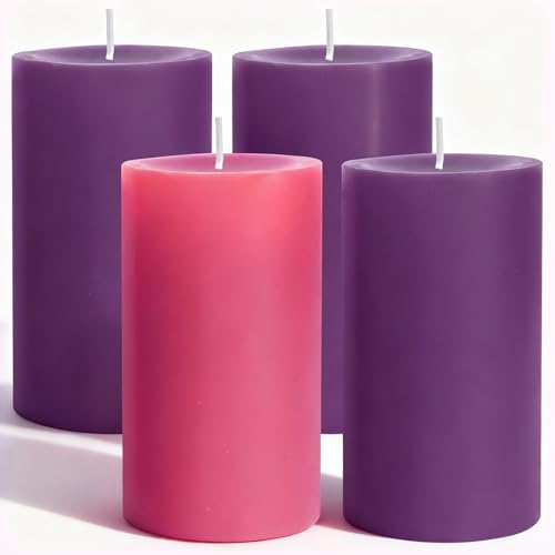 Advent Candle Set of 4, Unscented Pillar Candles 3" x