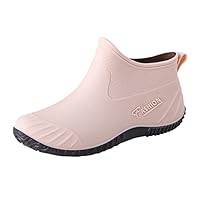UnoSheng Boot Comfort Rain Shoes Outdoor Women's Ankle Garden Boots Shoes Women New Heart Rain Boots for Women (Khaki, 6)