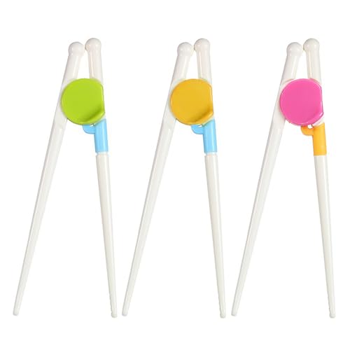 Xynovate 3 palitos para crianças, pauzinhos para iniciantes, treino fáceis de usar, reutilizáveis plástico para crianças, iniciantes, idosos, destros ou azulados