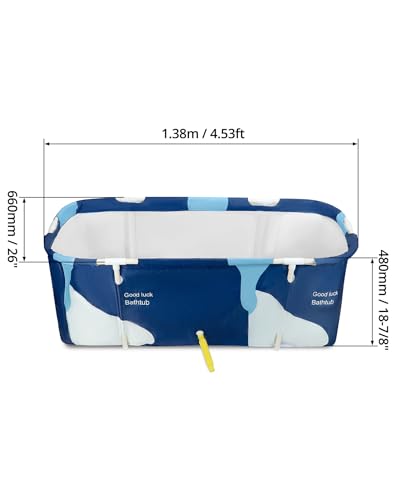 QWORK® Große Tragbare Badewanne 140cmX60cmX55cm, Erwachsene Klappbare Plastikwanne, Spa Badewanne, für Einweichbäder zu Hause