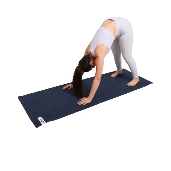 Orae Loom Cotton Yoga Mat – Handcrafted & Foldable | Anti-Skid Grip, Sweat-Absorbent Surface | 8mm Thick for Joint Support | Premium Natural Mat for Yoga & Pilates | Free Carry Strap Included (Blue)-picture-26