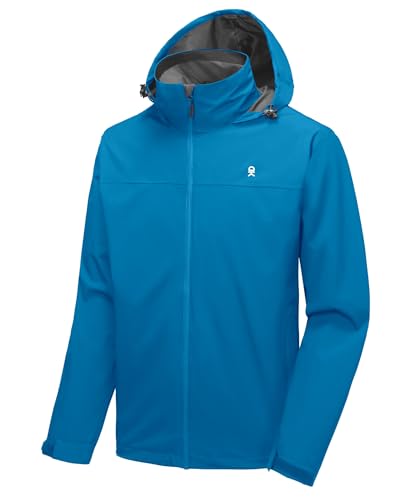 Image of Little Donkey Andy Mens Waterproof Rain Jacket Lightweight Windbreaker Hooded Jacket Packable Raincoat for Outdoor Hiking