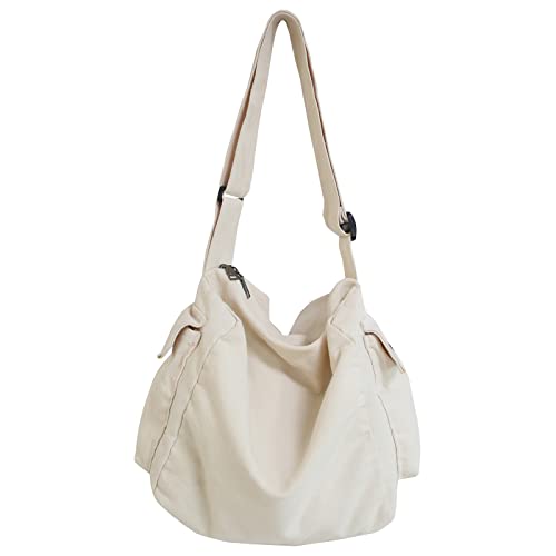 Image of KlaOYer Canvas Messenger Bag Large Hobo Bag Crossbody Shoulder Bag Tote Bag with Pocket for Women and Men