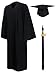 Graduationmall Matte Graduation Gown Cap Tassel Set 2018 For High School and Bachelor Black 51FF(5'6"-5'8")