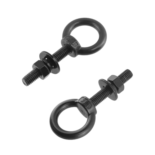 Image of Antrader Lifting Shoulder Eye Bolts,M8 Eye Bolt,M8 x 40mm,Black,6 Sets | Stainless Steel Eyebolts with Lock Nuts,Lock Washers,Flat Washers
