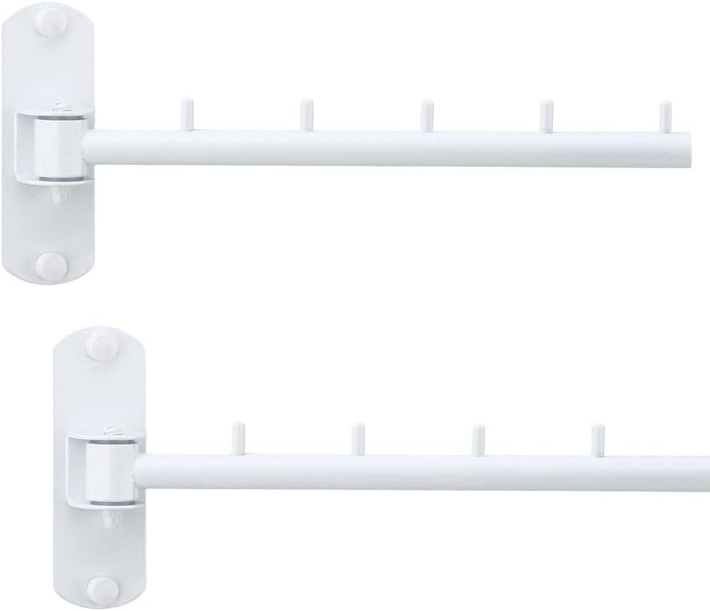 Pack of 2 Folding Wall Mounted Clothes Hanger Rack with Swing Arm Stainless Steel Heavy Duty Coat Hook for Bathroom, Bedroom, Laundry Room - Black