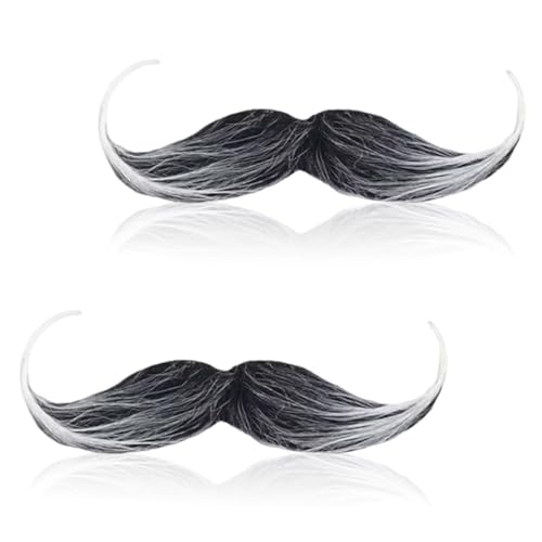 2 Stück Schnurrbart zum Ankleben,Schnauzer,Fake Bart zum Ankleben für Kostüm,Schnurbart Kleben,80er Falscher Bärte,Mustache Aufklebbar,Klebebart Realistisch,Beard Klebe für Weihnachten Karneval Party