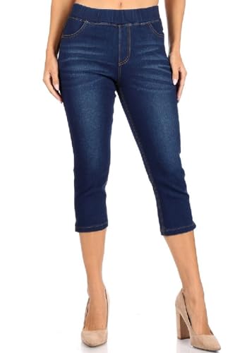 Women's Ripped Destroyed Skinny Jeans & Jeggings Pull-On Elastic Waist Stretch Denim Pants Regular-Plus Size