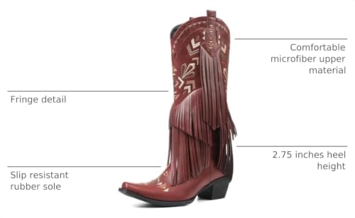 Image of SaraIris Women's Cowgirl Boots Knee High Fringe Boots