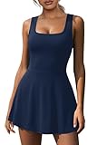 Niashot Women Athletic Tennis Dress With Built-In Shorts Underneath Workout Golf Active Romper Skort A-Line Dresses Travel Vacation Cruise Outfits Sleeveless Resort Wear Fitness Gym Clothing Blue M