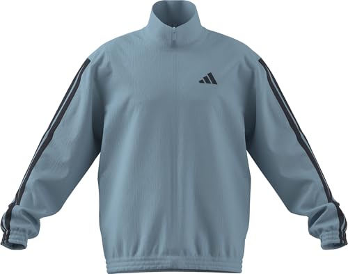 adidas Men's ESSENTIALS 3-STRIPES WOVEN TRACKTOP, icey blue/night navy/night navy/night navy, M