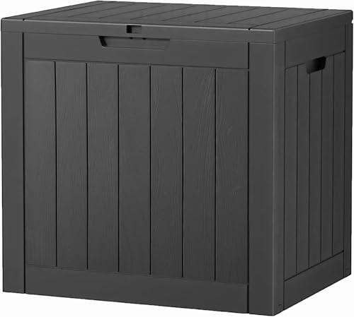 LHBGO 32 Gallon Deck Box Lockable Resin Indoor Outdoor Storage Box waterproof Outdoor Container for Patio Furniture, Pool Accessories, Cushions, Garden Tools, Sports Equipment