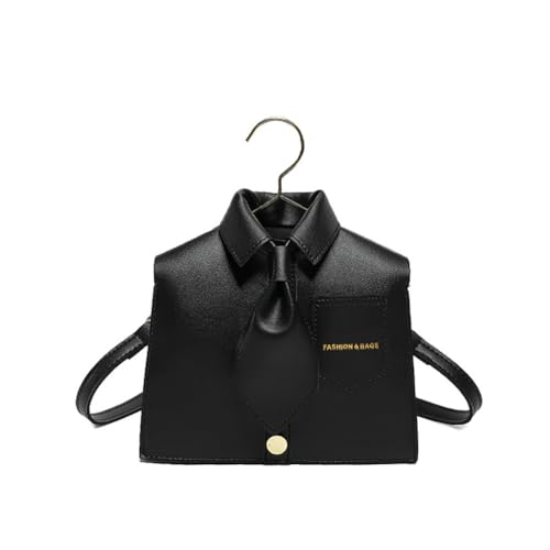 Women's Plain Color Shirt Design Crossbody Bag, Chic Collar Crossbody, Crossbody Leather Shoulder Bags (Black)