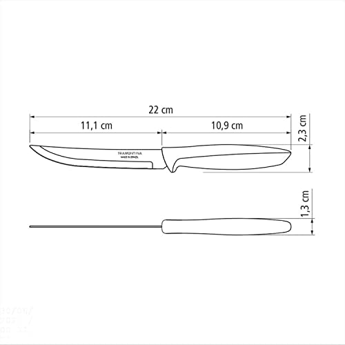 Faca para Frutas Tramontina Plenus com Lâmina em Aço Inox com Fio Liso e Cabo de Polipropileno Preto