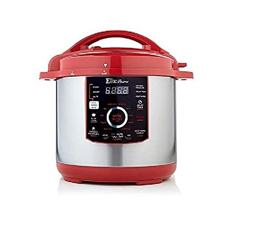 Elite Platinum EPC-816 Maxi-Matic 8Qt Electric Pressure Cooker RED Stainless Steel (Renewed)