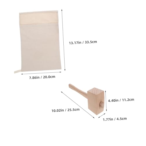Mazo de madera para herramientas de bar y saco de lona resistente para hielo picado 2