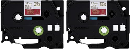 Image of Brother P-Touch Embellish Gold Print on Red Satin Ribbon TZERW34 - ~ inch Wide x 13.1' Long for use with P-Touch Embellish Ribbon & Tape Printer (Pack of 2)