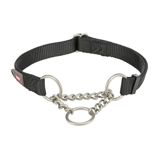 Trixie Premium Semi-Choke, Collare regolabile per cani, Nero, Large/X-Large (45-70 cm/25 mm)