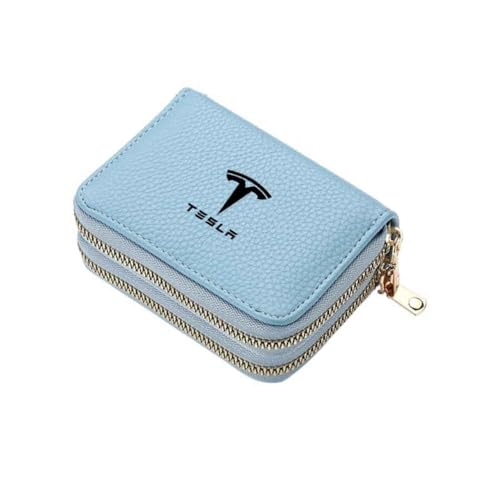 Tesla Leather Wallets, Car Logo, Fashion Wallet, Leather Women's Money Clip, Men's Card Holder, Accessories,Normal-Blue
